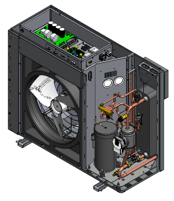 ThermoStar Pro PC6 i PC9 — widok wnętrza urządzenia po zdjęciu paneli